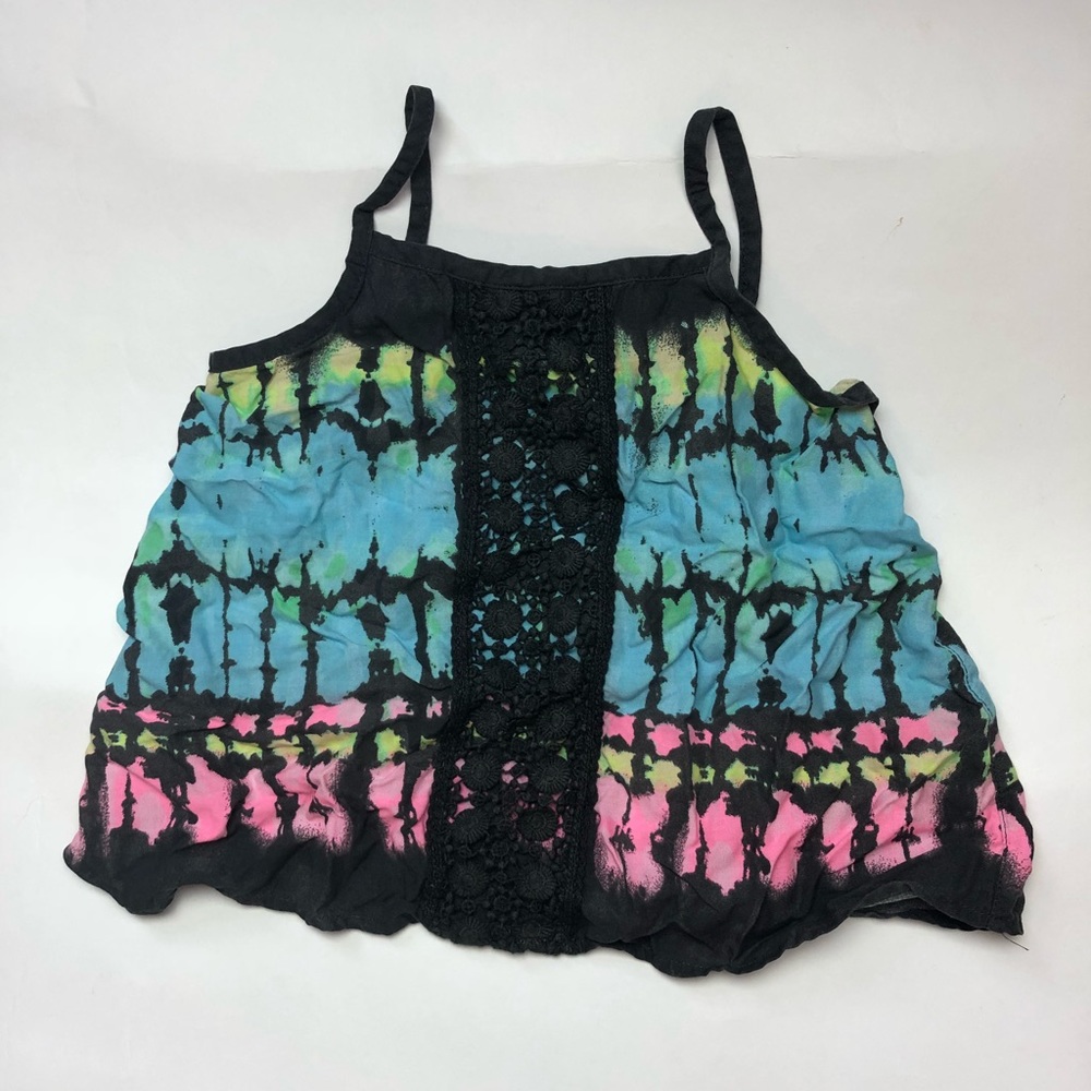 Justice rainbow tie dye tank top with lace